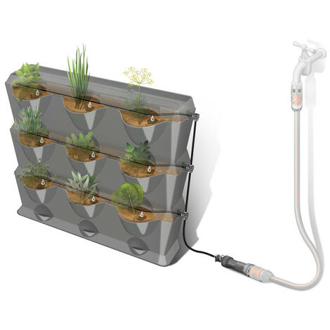 GARDENA NatureUp Set de Riego Vertical Grifo para regar 27 plantas o 9 recipientes verticales con suministro de agua (13156-20)
