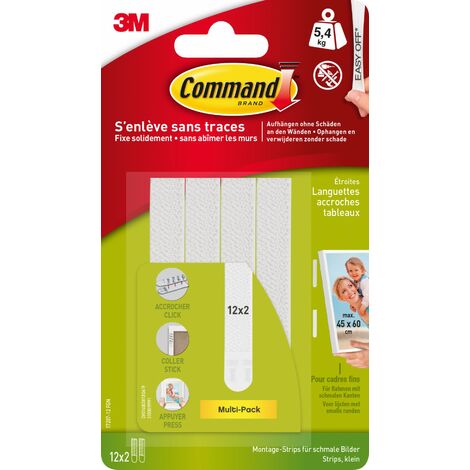 Paquete de 24 tiras adhesivas COMMAND marcos delgados, blanco COMMAND