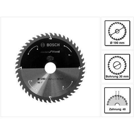 Hoja de sierra circular BOSCH Wood 190 x 30 x 48t para herramienta inalámbrica BOSCH