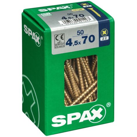 Box 50 Tornillos De Cabeza Avellanada De Acero Spax Pozidriv Cabeza, Diam.4.5 Mm X Mm L.70