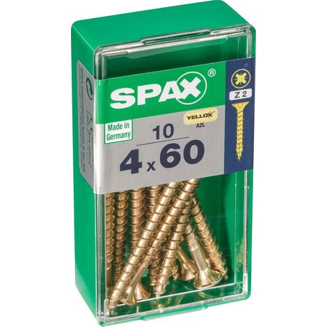 Juego de 10 tornillos de acero con cabeza avellanada pozidriv SPAX, Diam.4 mm x L.60 mm SPAX (1/5)
