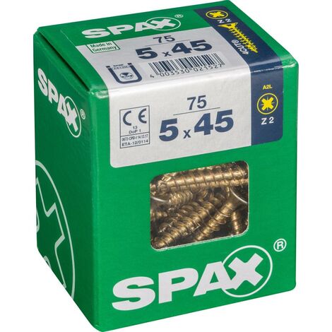 Juego de 75 tornillos de acero con cabeza avellanada pozidriv SPAX, Diam.5 mm x L.45 mm SPAX (1/4)