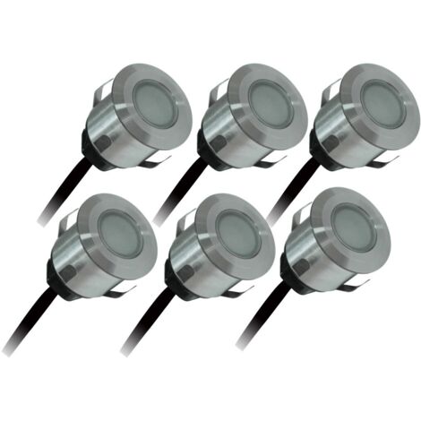 Conjunto de 6 focos de exterior empotrables 4,5W, 3000K, 6x15lm, Ø35, acero inoxidable - PATIO Arlux Lighting