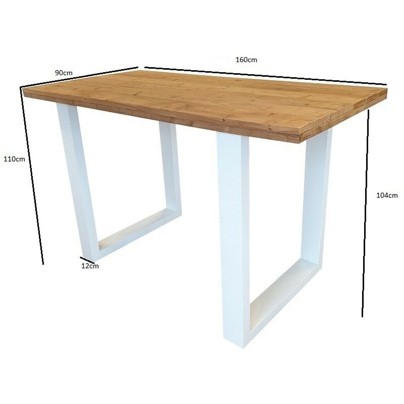 Wood4you - Tavolo bar New England legno tostato 160Lx110Hx90P cm bianco