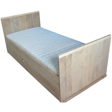 Wood4you - Letto singolo in legno con ponteggio Nick 206Lx43Hx96P cm