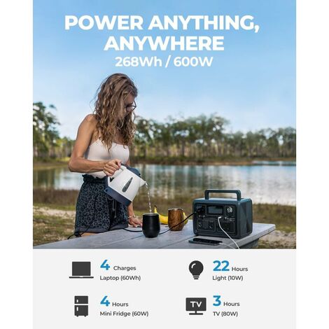 BLUETTI EB3A 600W Portable Power Station 268Wh LiFePO4 Battery Backup Solar Generator Recharge from 0-80% in 30 Min for Home Power Failure Outdoor Camping Caravan