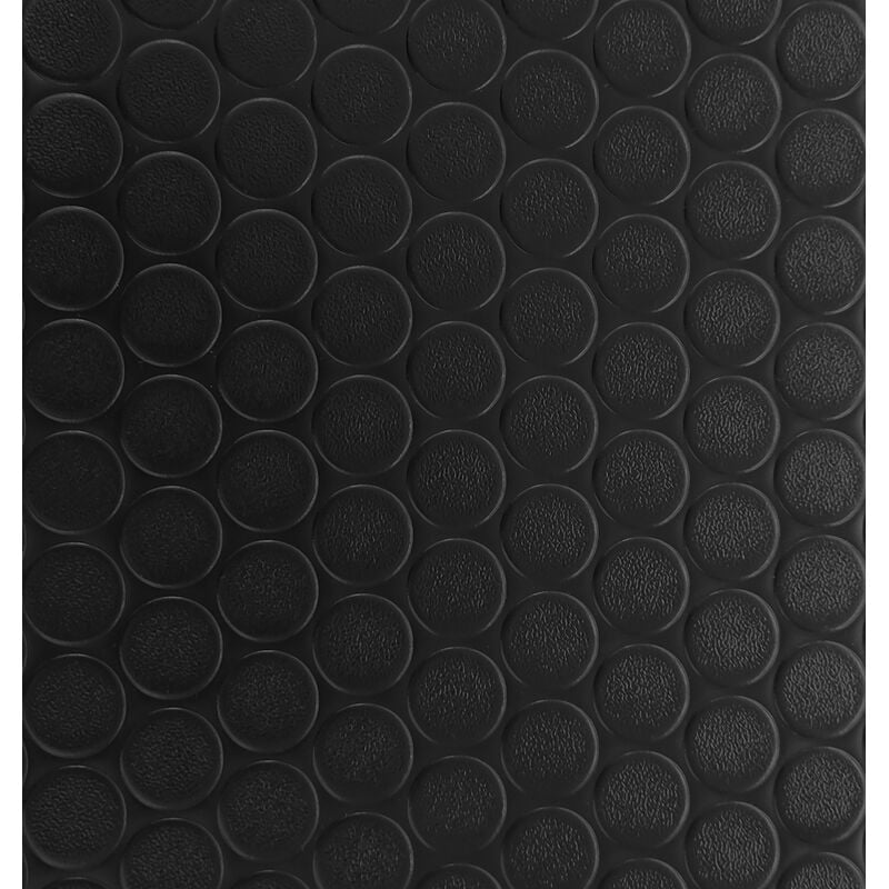 Tapis PVC Sol de Caotchouc 1mm Design Boutons Noir Taille 100X100 CM