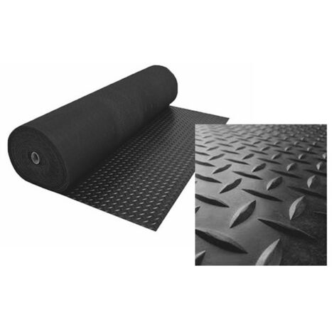 Sol PVC 100% Caoutchouc Sol Protection Design Strié Noir Epaisseur 1MM 140X600CM