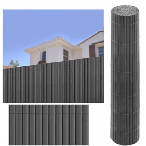Canisse Brise Vue PVC 1,5X3 M Gris Lattes 11 mm 100% PVC Liens Fixation Inclus