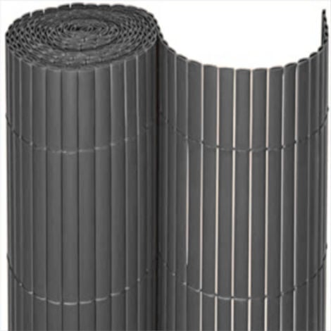 Canisse Brise Vue PVC 1,5X3 M Gris Lattes 11 mm 100% PVC Liens Fixation Inclus