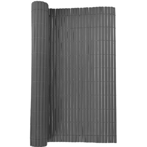 Canisse Brise Vue PVC 1,5X3 M Gris Lattes 11 mm 100% PVC Liens Fixation Inclus