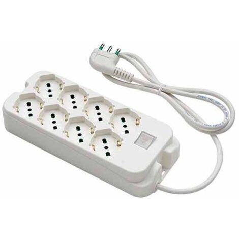 Multipresa con prese bipasso 8 schuko spina a squadra italiana 2P+T 16A cavo 1.5m Fanton 40440
