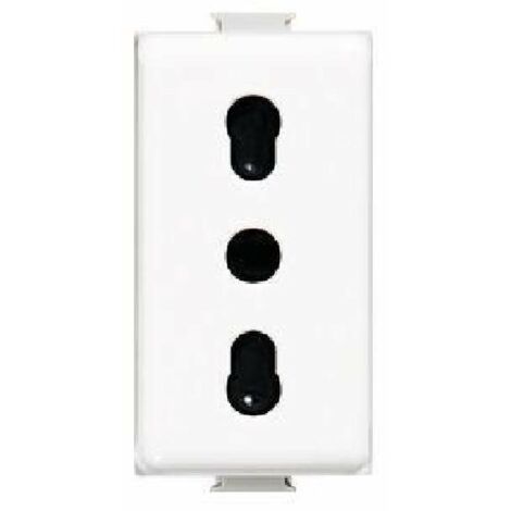 BTICINO AM5180 - Presa Bipasso Standard Italia 2P+T 10/16A Con Alveoli Schermati - Interasse 19 E 26 Mm - Bianco - Matix