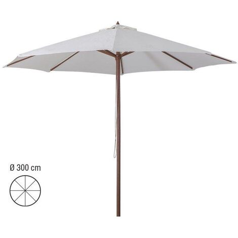 IRUY - Ombrellone Da Giardino 3x3 Metri Quadrato Con Palo Da 48mm In Legno Naturale E Telo In Poliestere Bianco Con Bordura Da 50mm 300x300x260h Cm 49505478