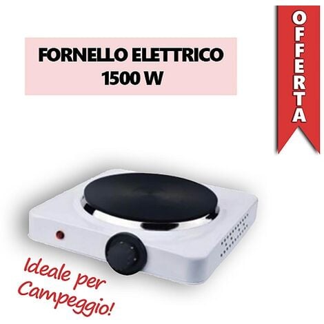 FORNELLO ELETTRICO 1500W Regolabile Piastra In Ghisa Viaggio Campeggio 150  mm