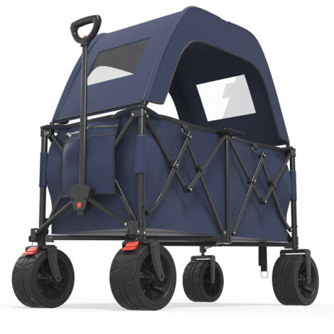 Chariot Pliable Avec Freins - Charge 200 Kg, 230 L - Pneus Larges Pour Tout Terrain - Idéal Jardin, Plage, Camping