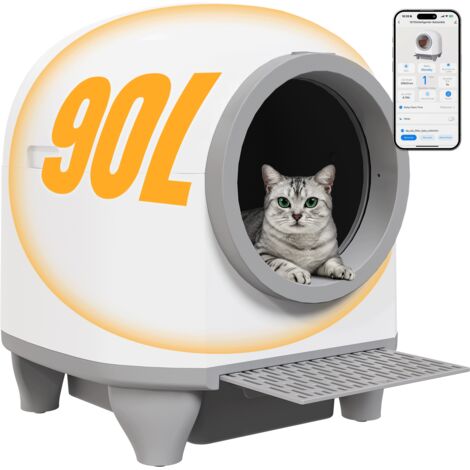Devoko Litière auto-nettoyante pour chat,Bac à Litière Autonettoyante,élimination des Odeurs,Contrôle APP,Litière Autonettoyante avec Tapis de Litière pour 1.5-10 kg Chat