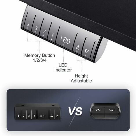 Devoko Höhenverstellbarer Schreibtisch, Schreibtisch Höhenverstellbar Elektrisch Ergonomischer Steh-Sitz Tisch, Stehpult Verstellbarer mit 4 Memory Funktion,120X60 cm Schwarz