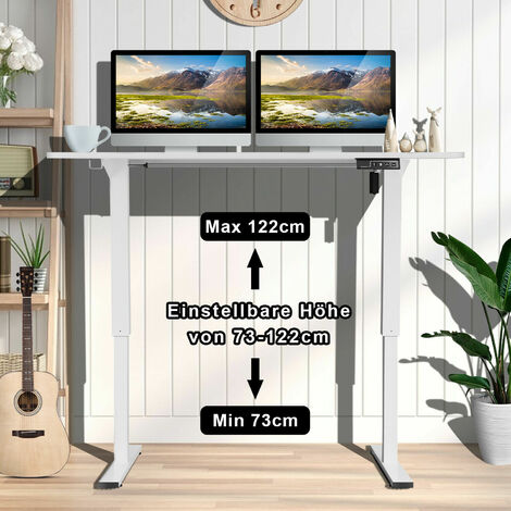Devoko Schreibtisch Höhenverstellbar Elektrisch,Stehschreibtisch mit Memory-Steuerung Technologie,100 x 60 cm Weiß