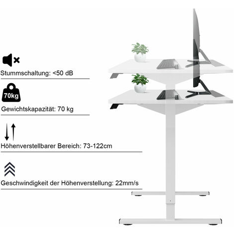 Devoko Schreibtisch Höhenverstellbar Elektrisch,Stehschreibtisch mit Memory-Steuerung Technologie,100 x 60 cm Weiß