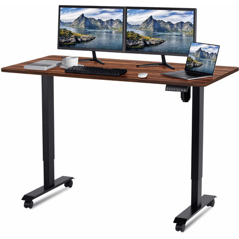 Devoko Höhenverstellbarer Schreibtisch (160x80 cm) - Schreibtisch  Höhenverstellbar Elektrisch Touchscreen,mit Rollen,Spleißbrett,Schwarze -  geflammten