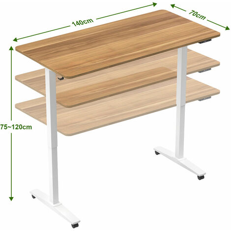 140x70cm Höhenverstellbarer Schreibtisch elektrisch,Stehschreibtisch Höhenverstellbar,mit Nackengesundheitsmodus,Weiß-Light Nussbaum