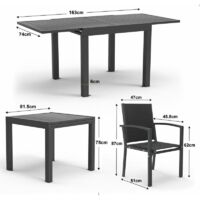 DEVOKO Aluminium Gartentisch Ausziehbar 130-260cm - Wetterfester Esstisch Für 6-8 Personen