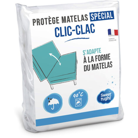 Sweet Night – Protège matelas clic clac 130x190 cm – Alèse imperméable et silencieuse – Lavable à 90°C – Maintien parfait avec drap housse extensible