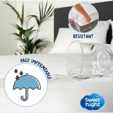 Sweetnight - Protège matelas 180x200 cm  Bouclette en Coton  Alèse Imperméable et Absorbante  Respirant et Silencieux