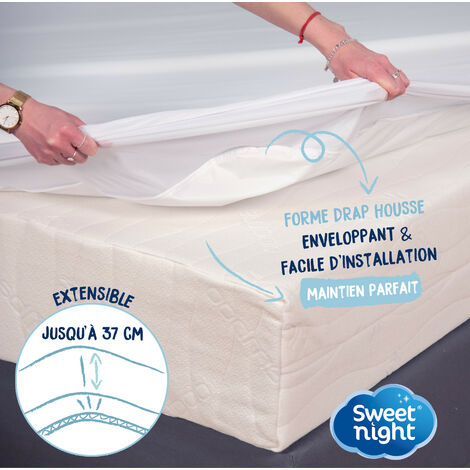 Sweetnight - Protège matelas 180x200 cm  Bouclette en Coton  Alèse Imperméable et Absorbante  Respirant et Silencieux