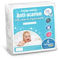 Babysom - Protège Matelas/Alèse Bébé - Anti acarien - 60x120 cm - Imperméable - Bouclette 100% Coton - Souple et Silencieux - Respirant