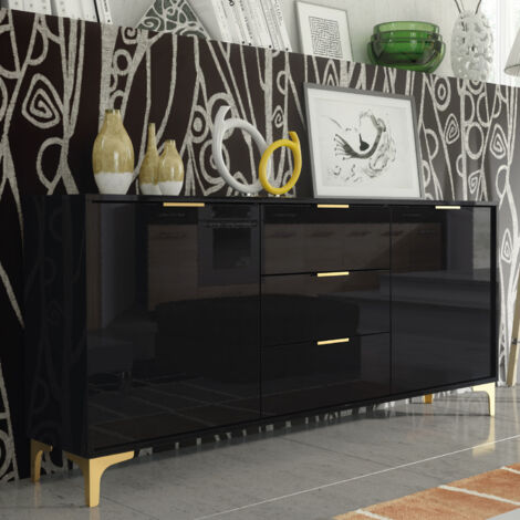 Goldline Gloss Sideboard - Black - 140cm