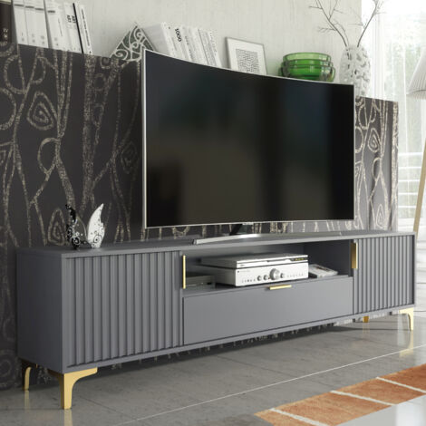 Tide Crest Gold TV Unit - Dark Grey - 200cm (1/5)