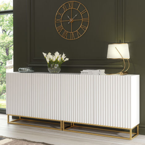 Ripple Duo Sideboard - White Fluted Doors - 200cm