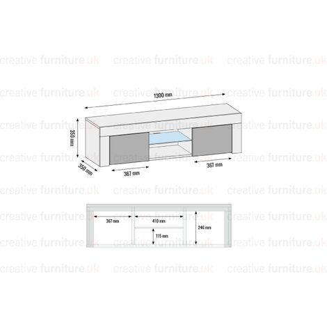 TV Unit 130cm Oak Modern Stand White Gloss Doors Creative Furniture