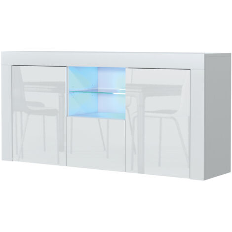 Sideboard 145cm White Modern Stand Gloss Doors Creative Furniture