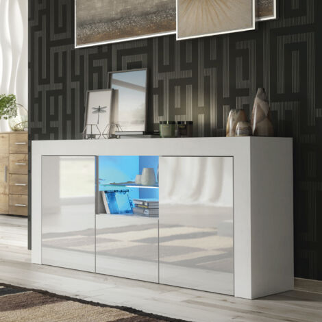 Sideboard 145cm White Modern Stand Gloss Doors Creative Furniture