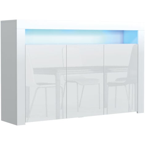 Aether Sideboard - White with Gloss Doors & LED - 155cm