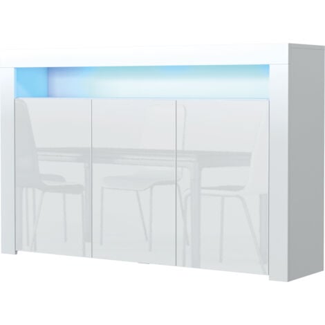Aether Sideboard - White with Gloss Doors & LED - 155cm
