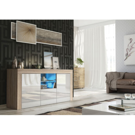 Sideboard 145cm Oak Modern Stand White Gloss Doors Creative Furniture