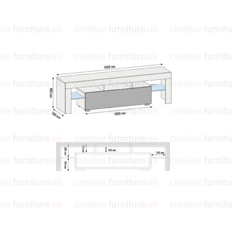 TV Unit 160cm White Modern Stand Grey Gloss Doors Creative Furniture