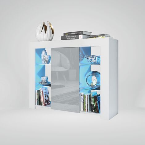 Sideboard 97cm White Modern Stand Grey Gloss Doors Creative Furniture