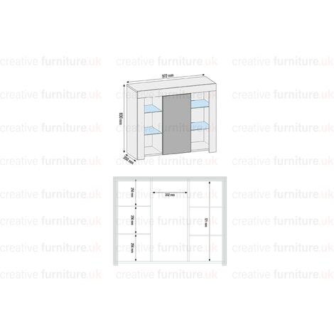 Sideboard 97cm White Modern Stand Grey Gloss Doors Creative Furniture