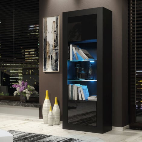 Illume Display Cabinet - Black with Gloss Doors & LED  170cm