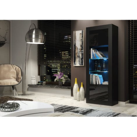 Illume Display Cabinet - Black with Gloss Doors & LED  170cm
