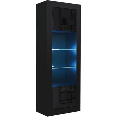 Illume Display Cabinet - Black with Gloss Doors & LED  170cm