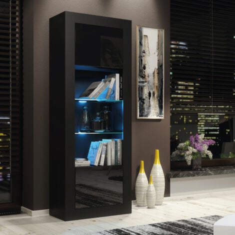Illume Display Cabinet - Black with Gloss Doors & LED  170cm