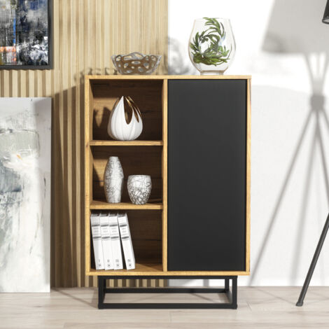 Elysian Sideboard - Dark Oak with Black Matt Doors - 100cm