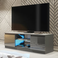 Aura TV Unit - Dark Grey with Gloss Doors & LED - 120cm