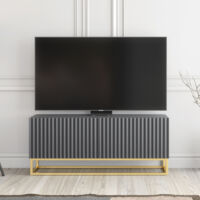 Ripple TV Unit - Dark Grey Fluted Doors - 100cm